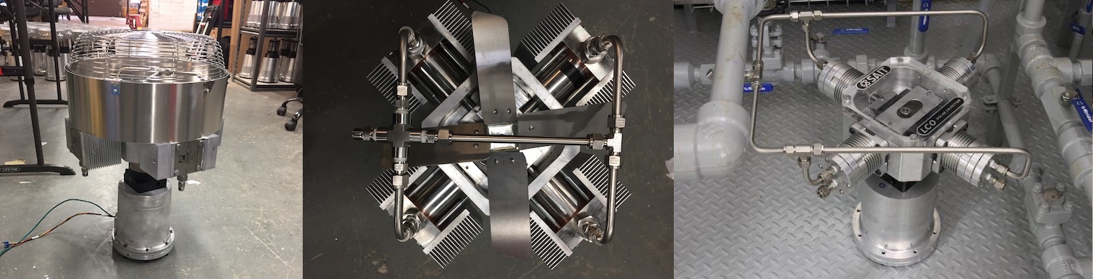 The CROSSFIRE low power solar instrument air compressor displayed from several angles